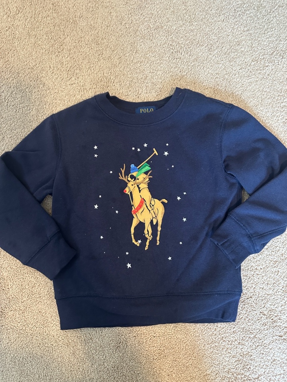 Polo by Ralph Lauren Navy Reindeer Polo Player Graphic Sweatshirt
